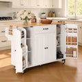 Noelse Kitchen Island with Storage, Island Table for Kitchen with Drop Leaf, Spice Rack, Towel Bar for Small Kitchens, White - Black-Standard