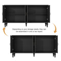 HLR 48" Accent Cabinet with 4 Doors, Vintage Hollow Carving Storage Credenza, Sideboards and Buffets Cabinet for Living Room, Kitchen, Dining Room, Entryway