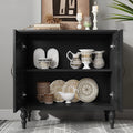 HLR 48" Accent Cabinet with 4 Doors, Vintage Hollow Carving Storage Credenza, Sideboards and Buffets Cabinet for Living Room, Kitchen, Dining Room, Entryway
