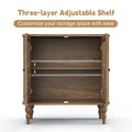 HLR 48" Accent Cabinet with 4 Doors, Vintage Hollow Carving Storage Credenza, Sideboards and Buffets Cabinet for Living Room, Kitchen, Dining Room, Entryway