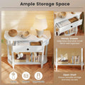 36" 2-Tier Retro Console Table with Storage Drawer & Open Shelf, Solid Wood Narrow Entryway Sofa Table for Living Room, Foyer & Hallway
