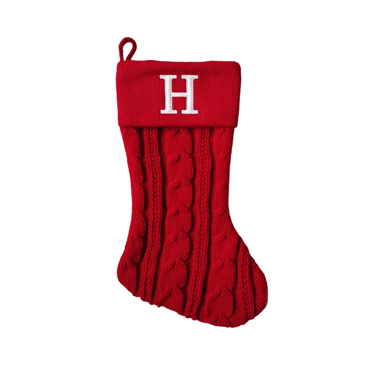 Holiday Time - Monogrammed H Red Knit 18" Christmas Stocking (New)