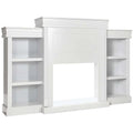 70" Fireplace Mantel TV Stand with Storage Shelves, Freestanding Wood Media Console for 28.5" Fireplace Insert, Living Room & Bedroom