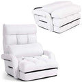 Folding Lazy Sofa Floor Chair with 6-Position Adjustable Backrest, Lumbar Pillow & Armrests, Indoor Chaise Lounge Sofa for Gaming, Living Room