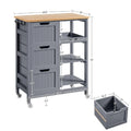 Kitchen Island Cart on Wheels with Storage, Rolling Bar Cart with Solid Wood Top and 3 Drawers, 3 Removable Shelves, Serving Utility Carts for Dining Room/Small Kitchen, Dark Gray ???