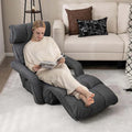 6-Position Adjustable Floor Sofa Bed, Folding Lazy Sofa Chaise Lounger Recliner with Armrests & Footrests for Living Room, Bedroom & Gaming