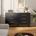 Noelse 3 Piece Bedroom Furniture Set, 6 Drawer Dresser with 2 Nightstands, Modern Wood Storage Organizer with Metal Handles for Bedroom, Living Room, Black