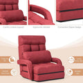 Folding Lazy Sofa Floor Chair with 6-Position Adjustable Backrest, Lumbar Pillow & Armrests, Indoor Chaise Lounge Sofa for Gaming, Living Room