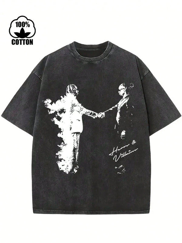 Friend Printed T-Shirt, 230g Washed, High-Quality Wax Printed Cotton Retro Fashion Brand T-Shirt, Suitable For Summer T-Shirt With A Certain Thickness, Holiday Gift