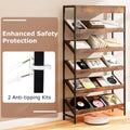 Tangkula 6-Tier Tall Freestanding Bookshelf with Angled Shelves for Home Office
