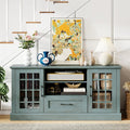 62" Farmhouse TV Stand for 70 Inch TVs, Tall Media Console Table with 2 Glass Doors, Cubbies & Drawer, Storage Cabinet for Living Room