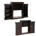 70" Fireplace Mantel TV Stand with Storage Shelves, Freestanding Wood Media Console for 28.5" Fireplace Insert, Living Room & Bedroom