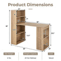 48" Computer Desk with 6-Tier Storage Shelves, 3-in-1 Reversible Writing Desk w/ Bookshelf & CPU Stand, Space-Saving Home Office Workstation