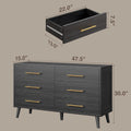 Noelse 3 Piece Bedroom Furniture Set, 6 Drawer Dresser with 2 Nightstands, Modern Wood Storage Organizer with Metal Handles for Bedroom, Living Room, Black