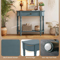 36" 2-Tier Retro Console Table with Storage Drawer & Open Shelf, Solid Wood Narrow Entryway Sofa Table for Living Room, Foyer & Hallway