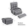 Folding Lazy Sofa Floor Chair with 6-Position Adjustable Backrest, Lumbar Pillow & Armrests, Indoor Chaise Lounge Sofa for Gaming, Living Room