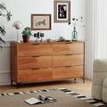 Mid-Century Modern 6-Drawer Dresser, Wooden Chest of Drawers with Anti-Tip Interlock System & Metal Legs for Bedroom, Living Room & Hallway