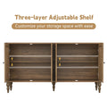 HLR 48" Accent Cabinet with 4 Doors, Vintage Hollow Carving Storage Credenza, Sideboards and Buffets Cabinet for Living Room, Kitchen, Dining Room, Entryway