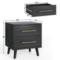 Bedroom Furniture Set - Includes Queen Bed Frame, Nightstands Set of 2, 5 - Drawer Dresser & Double Wide 6 - Drawer Dresser - Modern Storage Solution for Stylish Home Decor, Black