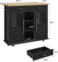 WALYWIK Foldable Kitchen Island Cart with Wheels, 2 Glass Doors, Spice Rack & Towel Holder - Compact Mobile Storage Cart for Small Kitchens, Dining Rooms, Camping & Rvs - Grey