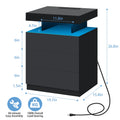 Hommpa LED Nightstand Wireless Charging Station USB Type C Outlets Bedside Table 3 Drawers Black Night Table Modern Smart Nightstand High Gloss End Side Table for Bedroom Furniture 26.8" Tall - Black / 2 Pack