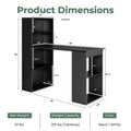 48" Computer Desk with 6-Tier Storage Shelves, 3-in-1 Reversible Writing Desk w/ Bookshelf & CPU Stand, Space-Saving Home Office Workstation