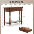 36" 2-Tier Retro Console Table with Storage Drawer & Open Shelf, Solid Wood Narrow Entryway Sofa Table for Living Room, Foyer & Hallway