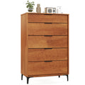 Mid Century Modern 5-Drawer Dresser, Wooden Chest of Drawers with Interlock System, Anti-Tip Kit & Metal Legs for Bedroom, Living Room, Hallway