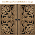 HLR 48" Accent Cabinet with 4 Doors, Vintage Hollow Carving Storage Credenza, Sideboards and Buffets Cabinet for Living Room, Kitchen, Dining Room, Entryway