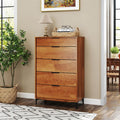 Mid Century Modern 5-Drawer Dresser, Wooden Chest of Drawers with Interlock System, Anti-Tip Kit & Metal Legs for Bedroom, Living Room, Hallway