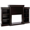 70" Fireplace Mantel TV Stand with Storage Shelves, Freestanding Wood Media Console for 28.5" Fireplace Insert, Living Room & Bedroom