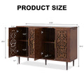 HLR 48" Accent Cabinet with 4 Doors, Vintage Hollow Carving Storage Credenza, Sideboards and Buffets Cabinet for Living Room, Kitchen, Dining Room, Entryway