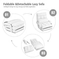 Folding Lazy Sofa Floor Chair with 6-Position Adjustable Backrest, Lumbar Pillow & Armrests, Indoor Chaise Lounge Sofa for Gaming, Living Room - Blue