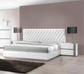 3 Piece Modern Bedroom Furniture Set, California King Platform Bed with 2x Nightstand, White Lacquer Finish