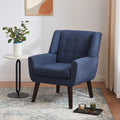 HUIMO Accent Chair, Button - Tufted Upholstered Living Room Chairs, Mid Century Modern Comfy Reading Chairs for Bedroom, Living Room, Beige - Lake Blue