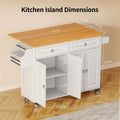 Lofka 52 - Inch Kitchen Island with Storage on Wheels with Wood Drop Leaf, Ideal for Small Kitchens