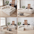 104" Corduroy Modular L-Shaped Sectional Sofa, 4-Piece Foam-Filled Floor Couch Set for Living Room or Bedroom