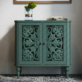 HLR 48" Accent Cabinet with 4 Doors, Vintage Hollow Carving Storage Credenza, Sideboards and Buffets Cabinet for Living Room, Kitchen, Dining Room, Entryway