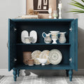 HLR 48" Accent Cabinet with 4 Doors, Vintage Hollow Carving Storage Credenza, Sideboards and Buffets Cabinet for Living Room, Kitchen, Dining Room, Entryway