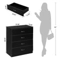 Segmart Black Chest of 4 Drawers, Wood Bedroom Furniture Chest Cabinet with Metal Handles for Kids Room - Rustic Brown