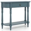 36" 2-Tier Retro Console Table with Storage Drawer & Open Shelf, Solid Wood Narrow Entryway Sofa Table for Living Room, Foyer & Hallway