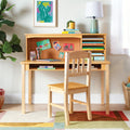 Guidecraft Kids Media Desk and Chair Set - Gray: Kids Desk and Chair Set, Study Table for Kids with Hutch and Shelf, Wood Bedroom Furniture Set - Pink