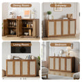 Hommpa Sideboard Buffet Cabinet Rattan Kitchen Storage Organizer with 5 - Position Adjustable Shelf & 2 Doors Boho Farmhouse Accent Cabinets TV Console for Living Dining Room Coffee Bar