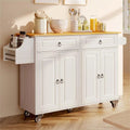 Lofka 52 - Inch Kitchen Island with Storage on Wheels with Wood Drop Leaf, Ideal for Small Kitchens - Retro