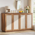 Hommpa Sideboard Buffet Cabinet Rattan Kitchen Storage Organizer with 5 - Position Adjustable Shelf & 2 Doors Boho Farmhouse Accent Cabinets TV Console for Living Dining Room Coffee Bar