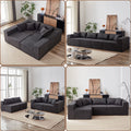 104 - Inch Corduroy Modular L Shaped Sectional Sofa, Luxury Floor Couch Set, Upholstered Indoor Furniture, Foam - Filled Compressed Sofa for Living Room, Bedroom, 4 PC Free Combination ? - Grey + Corduroy