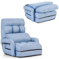 Folding Lazy Sofa Floor Chair with 6-Position Adjustable Backrest, Lumbar Pillow & Armrests, Indoor Chaise Lounge Sofa for Gaming, Living Room