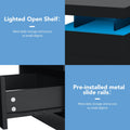 Hommpa LED Nightstand Wireless Charging Station USB Type C Outlets Bedside Table 3 Drawers Black Night Table Modern Smart Nightstand High Gloss End Side Table for Bedroom Furniture 26.8" Tall