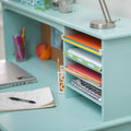 Guidecraft Kids Media Desk and Chair Set - Gray: Kids Desk and Chair Set, Study Table for Kids with Hutch and Shelf, Wood Bedroom Furniture Set