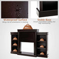 70" Fireplace Mantel TV Stand with Storage Shelves, Freestanding Wood Media Console for 28.5" Fireplace Insert, Living Room & Bedroom